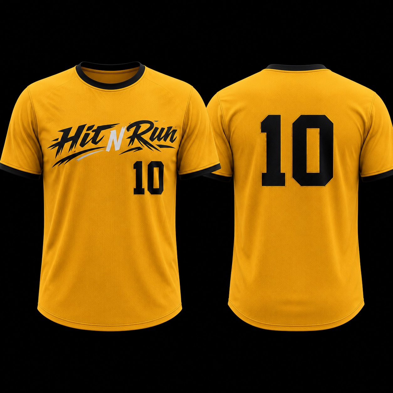 Gold Hit N Run game jersey shown front and back