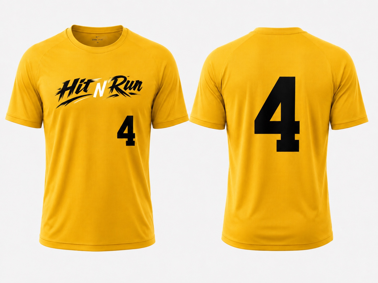 Gold Hit N Run training jersey shown front and back