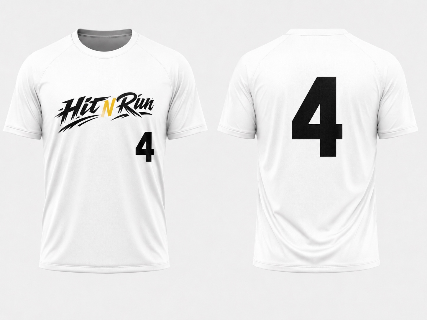White Hit N Run training jersey shown front and back